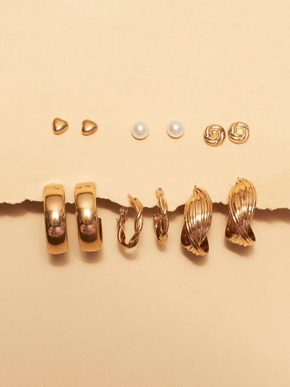 SALTY Set Of 6 Hoop Earrings With Dove Pendant Chain Jewellery Set