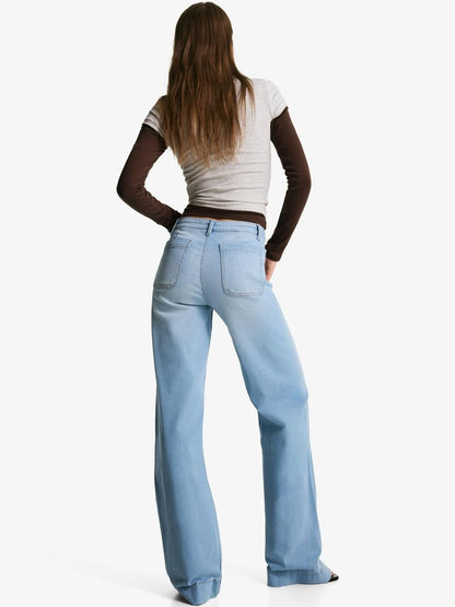 Women Seamless wide-leg jeans with pockets