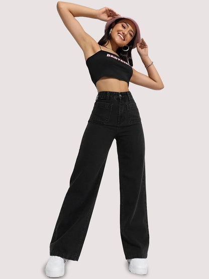 Women Cotton Straight Fit High-Rise Stretchable Jeans