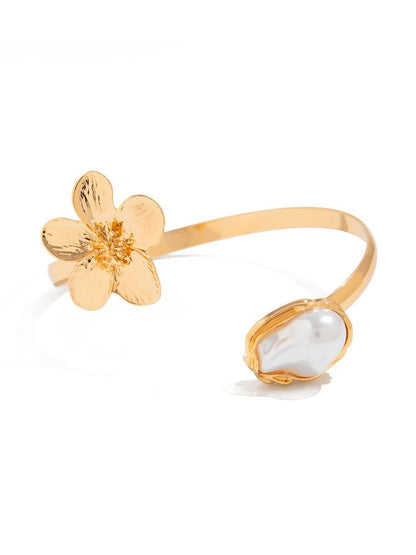 Women Pearls Gold-Plated Cuff Bracelet