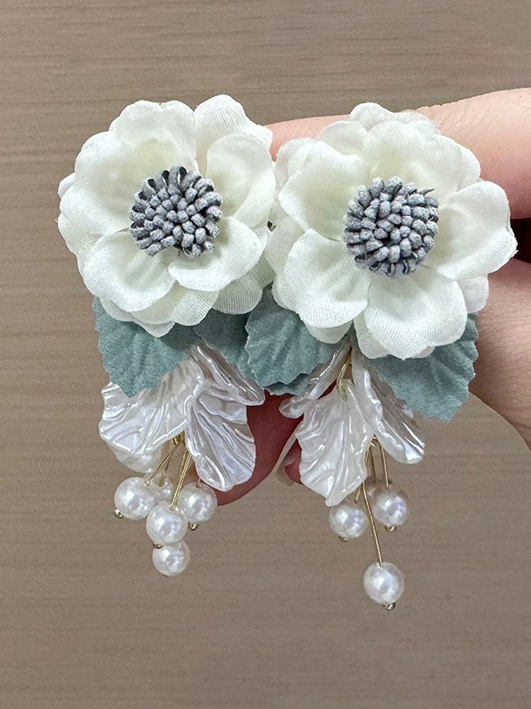 Pearls Beaded Floral Shaped Drop Earrings