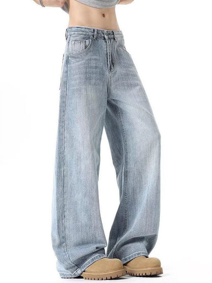 Men Wide Leg Mid-Rise Light Fade Jeans