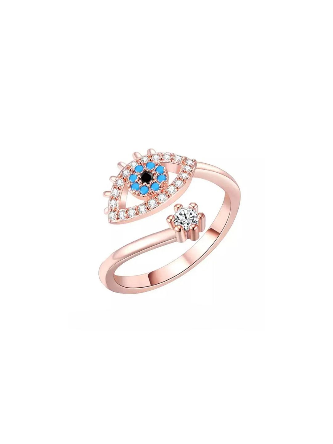 SALTY Pack of 2 Women Cute Evil Eye Adjustable Ring - Rose Gold