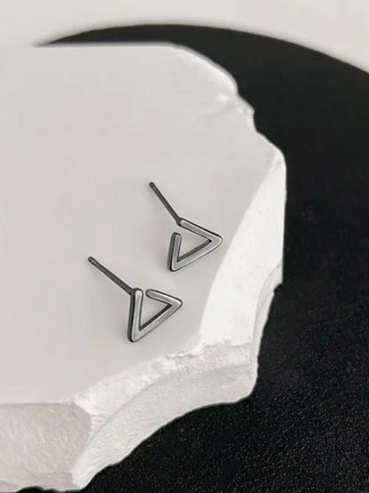 SALTY Obtuse Stainless Steel Antique Triangular Shaped Studs Earrings