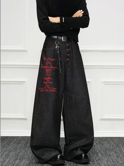 Men Wide Leg Mid-Rise Printed Jeans