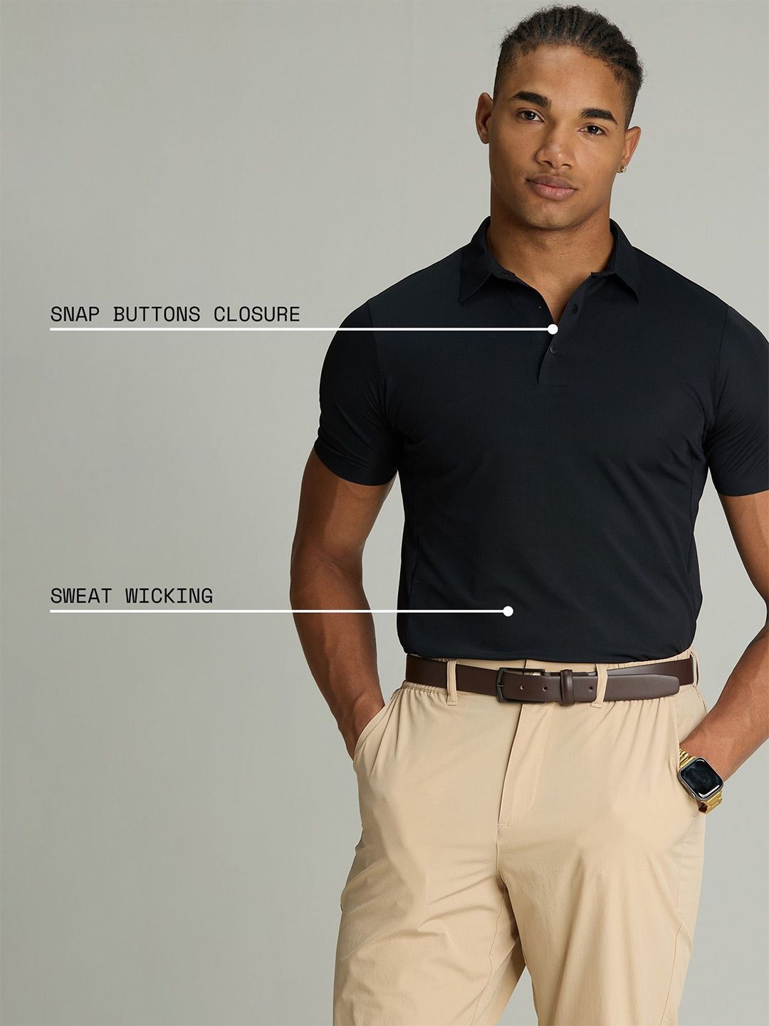 Black Mens Bonded Polo T-shirt