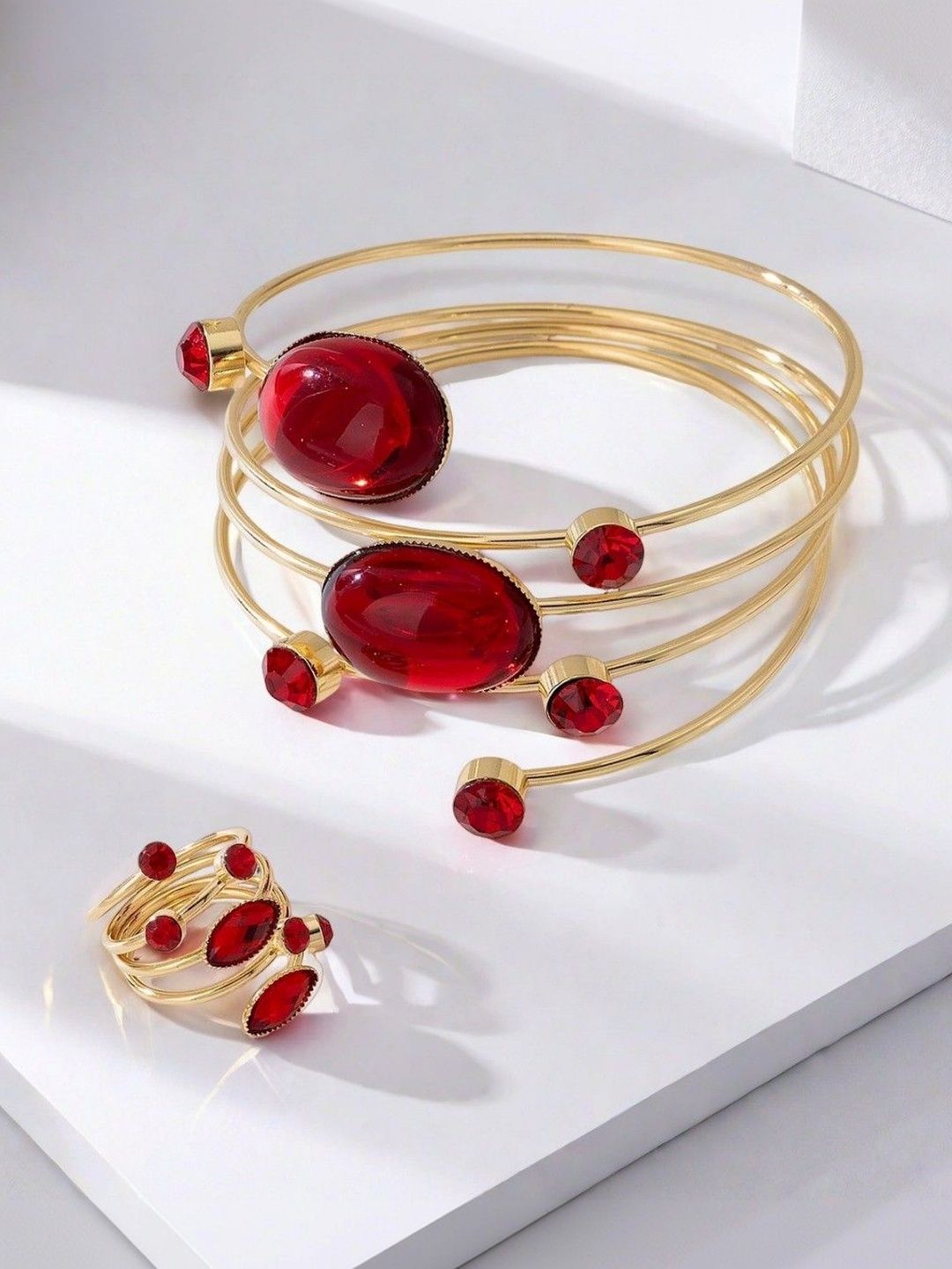 Gold-Plated Stone Studded Jewellery Set