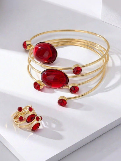 Gold-Plated Stone Studded Jewellery Set