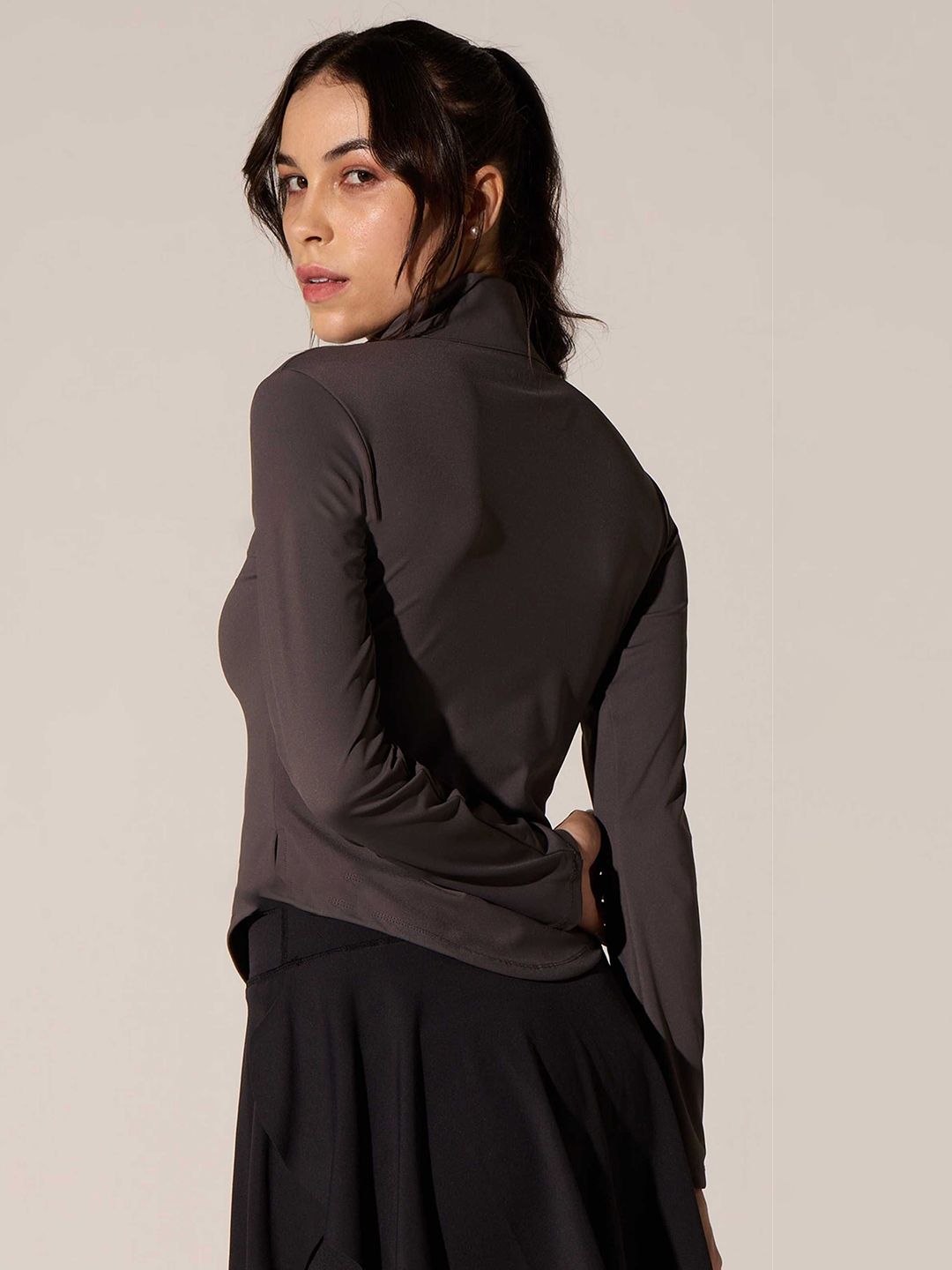 Women Geometric Lightweight Crop Running Sporty Jacket