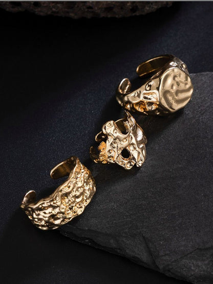 Men Set Of 3 Gold-Plated Finger Ring
