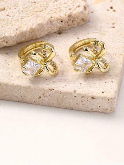 SALTY Gold-Plated Contemporary Artificial Stone Studded Studs Earrings