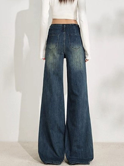 Women Wide Leg High-Rise Light Fade Jeans