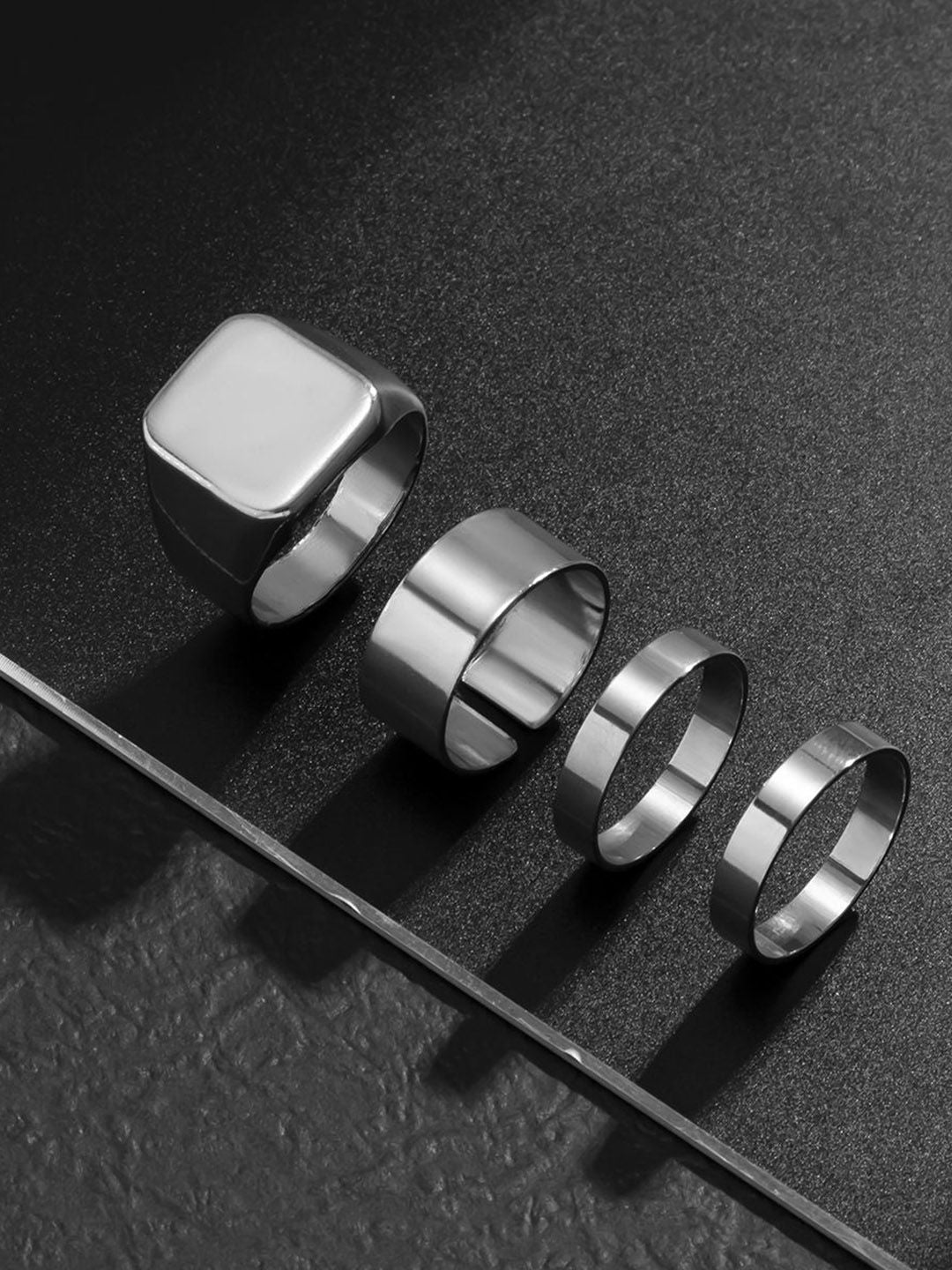Set Of 4 Silver-Plated Finger Ring
