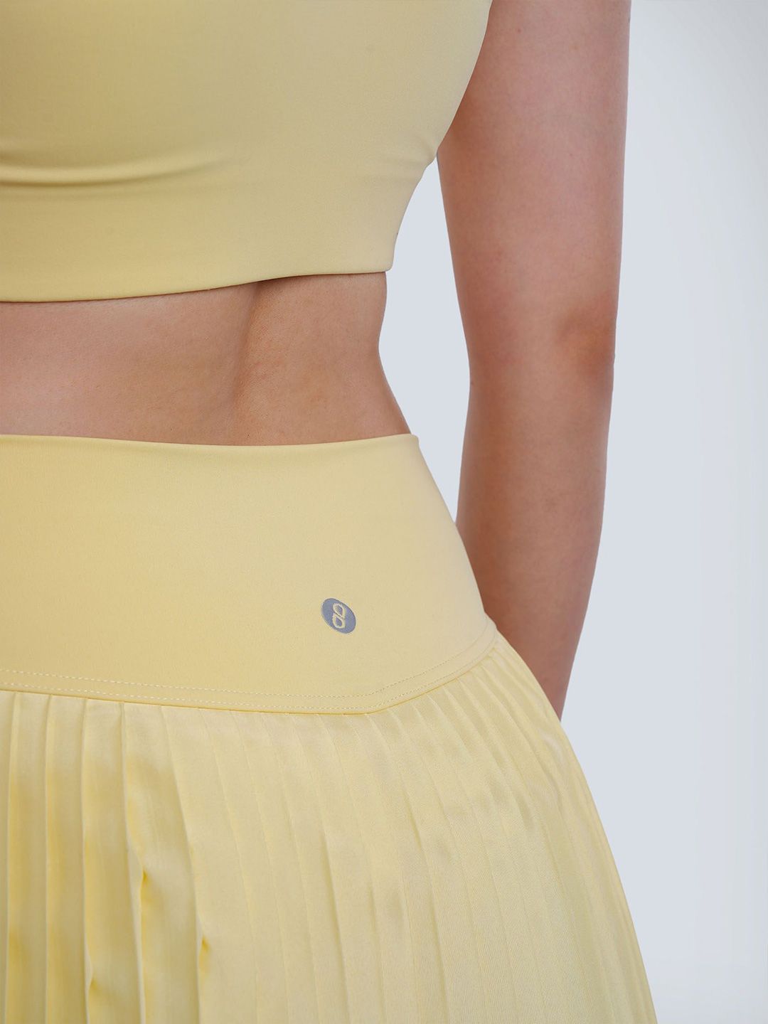 Women Butter Yellow Plie Pleated Skort