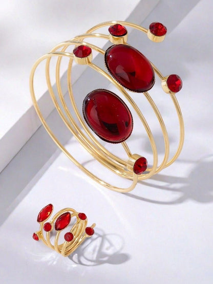 Gold-Plated Stone Studded Jewellery Set