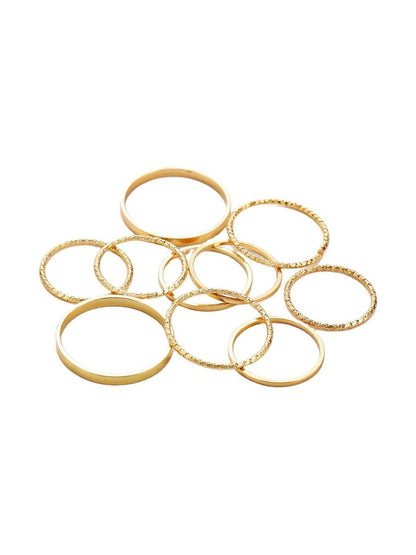 Set of 10 Gold-Plated Finger Rings