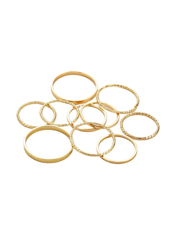 Set of 10 Gold-Plated Finger Rings