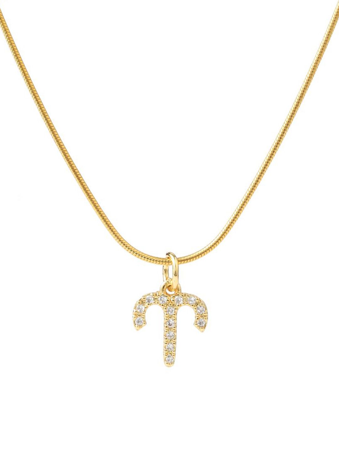 SALTY Cosmic Zodiac Contemporary Artificial Stone Studded Pendant with Chain