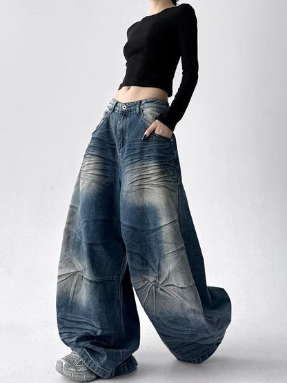 Women Wide Leg Mid-Rise Light Fade Jeans