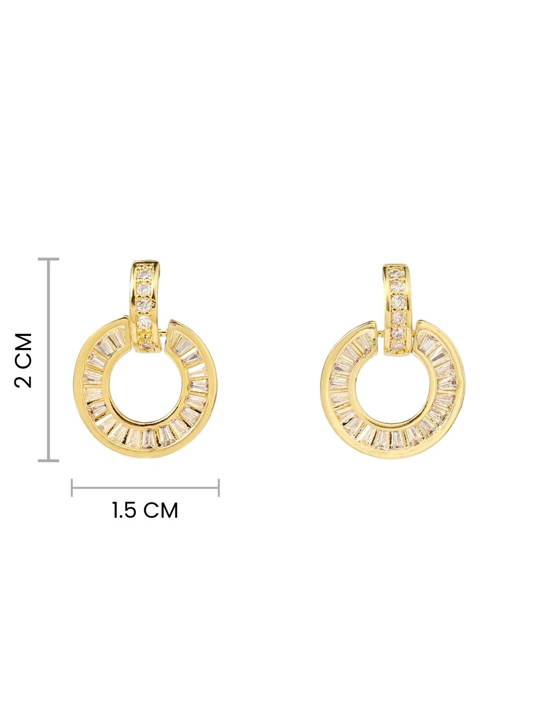 SALTY Gold-Plated Crystals Studded Contemporary Tasselled Half Hoop Earrings
