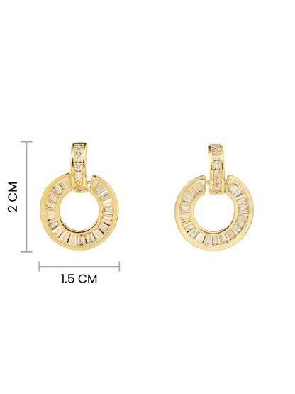 SALTY Gold-Plated Crystals Studded Contemporary Tasselled Half Hoop Earrings