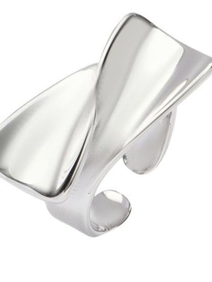 SALTY Women & Girls Silver Statement Curve Stylish Adjustable Finger Ring