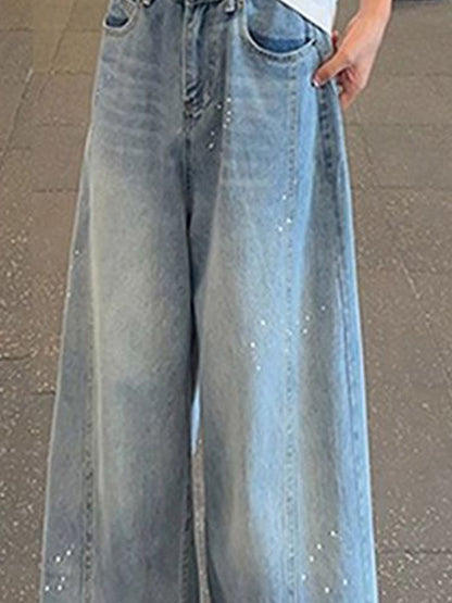 Men Wide Leg Mid-Rise Light Fade Jeans