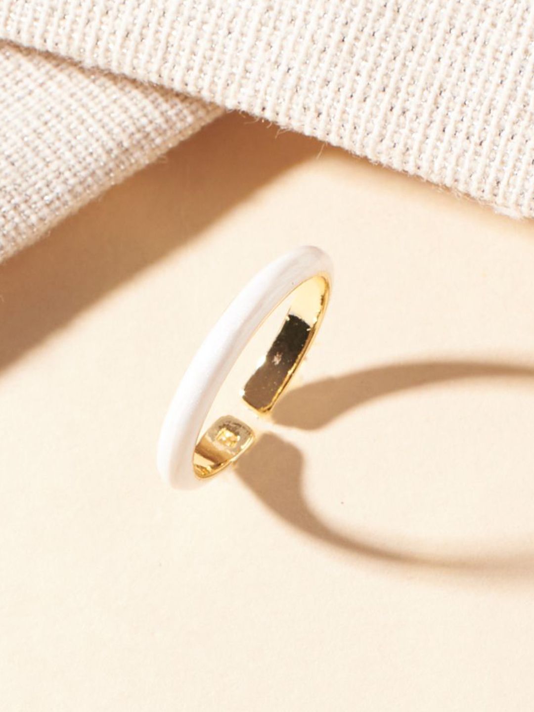 SALTY Maribel Gold-Plated Crystal Studded Enamelled Adjustable Finger Ring