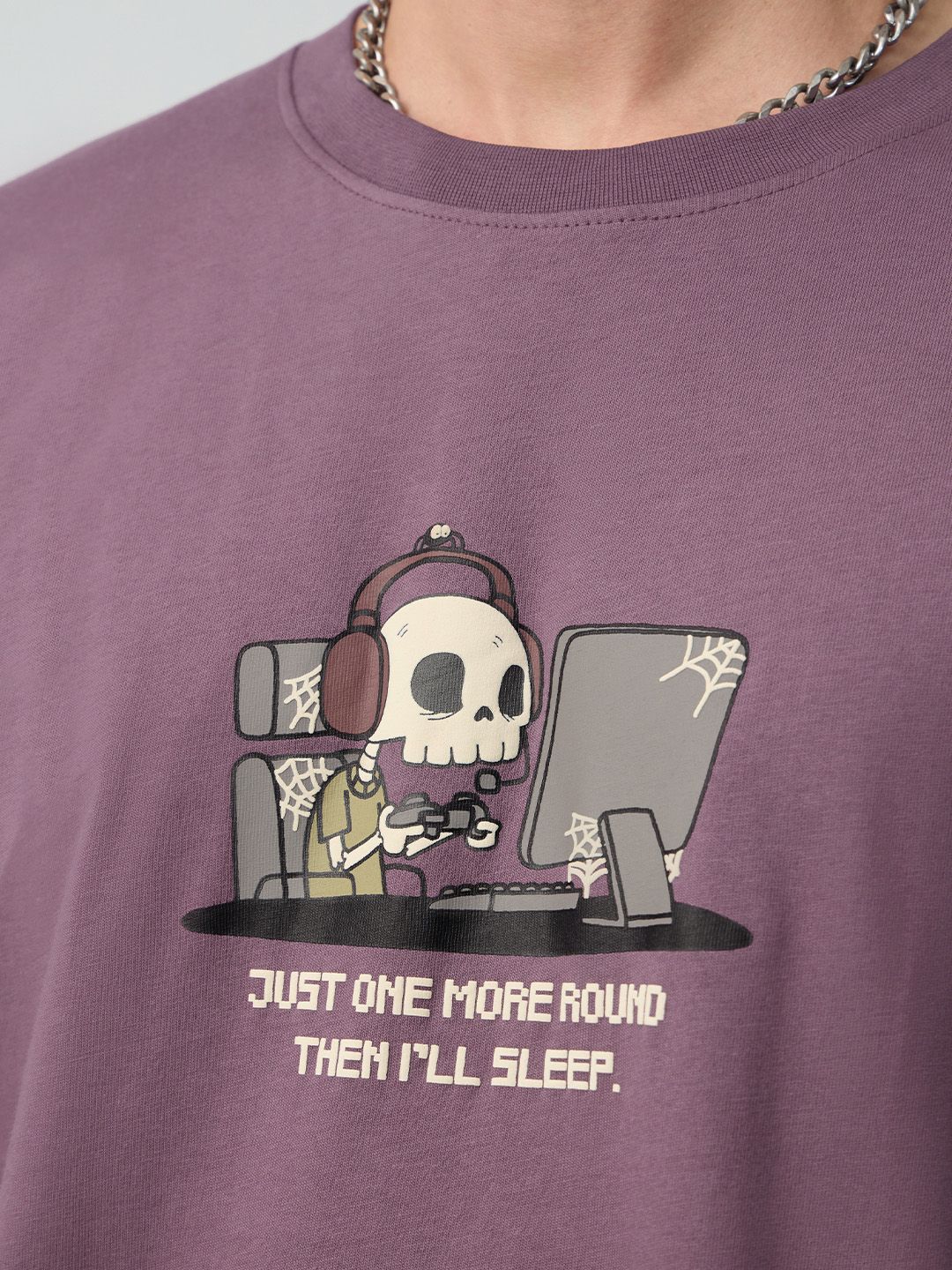 Men Relaxed Fit Printed Mauve T-Shirts