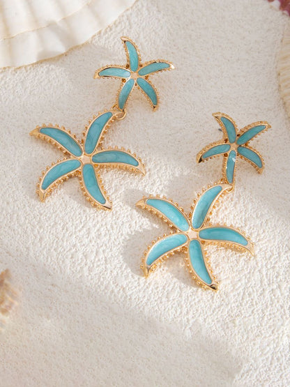 Gold Plated Star Shaped Drop Earrings