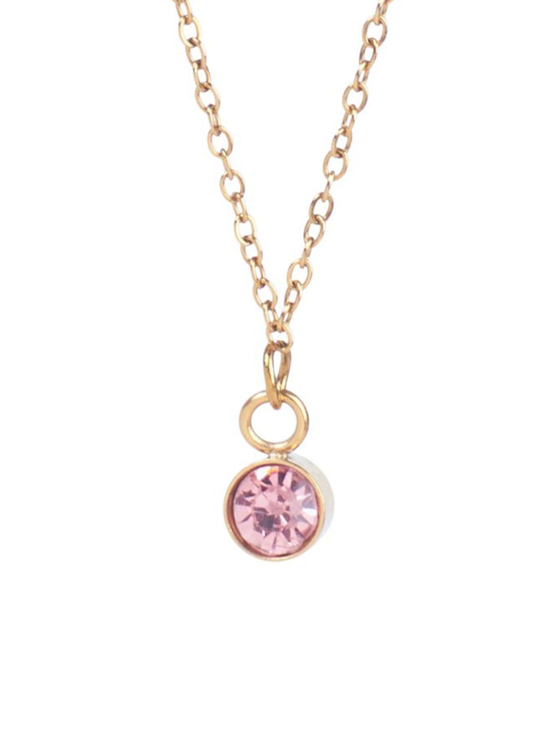 SALTY Crystal Stone Studded Aura Circular Shaped Pendant with Chain