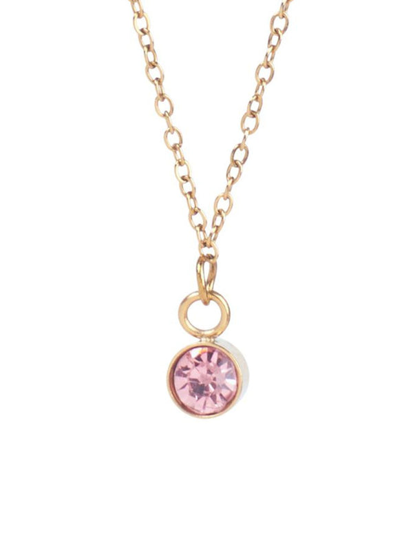 SALTY Crystal Stone Studded Aura Circular Shaped Pendant with Chain