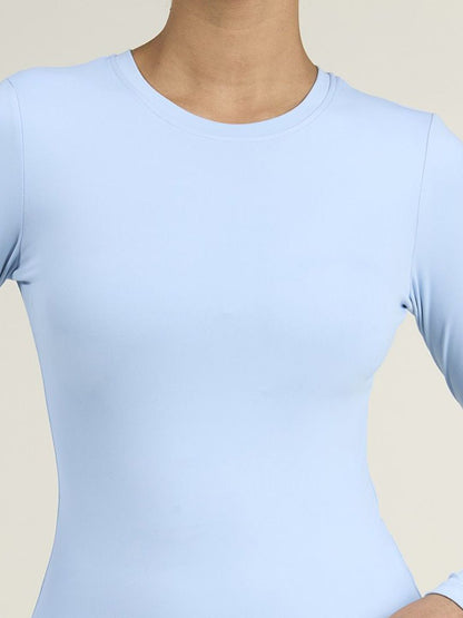 Women Ice Blue Sculpt Crew Top