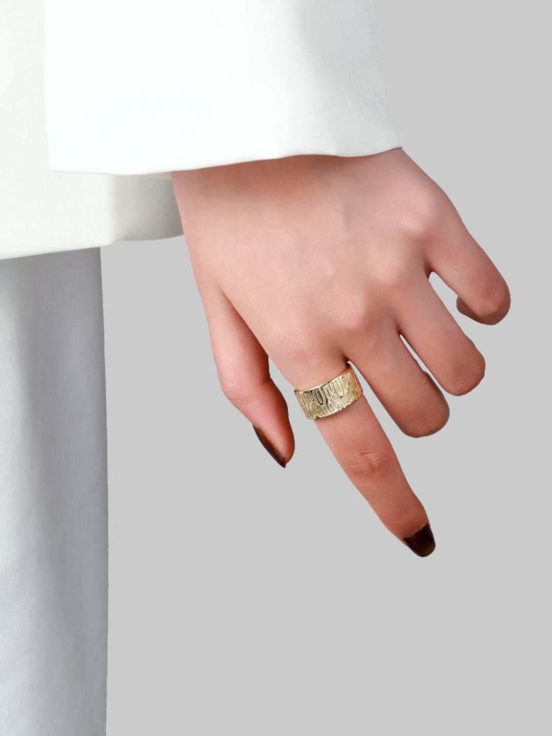 SALTY Women & Girls Serpent Skin Gold Stylish Adjustable Finger Ring