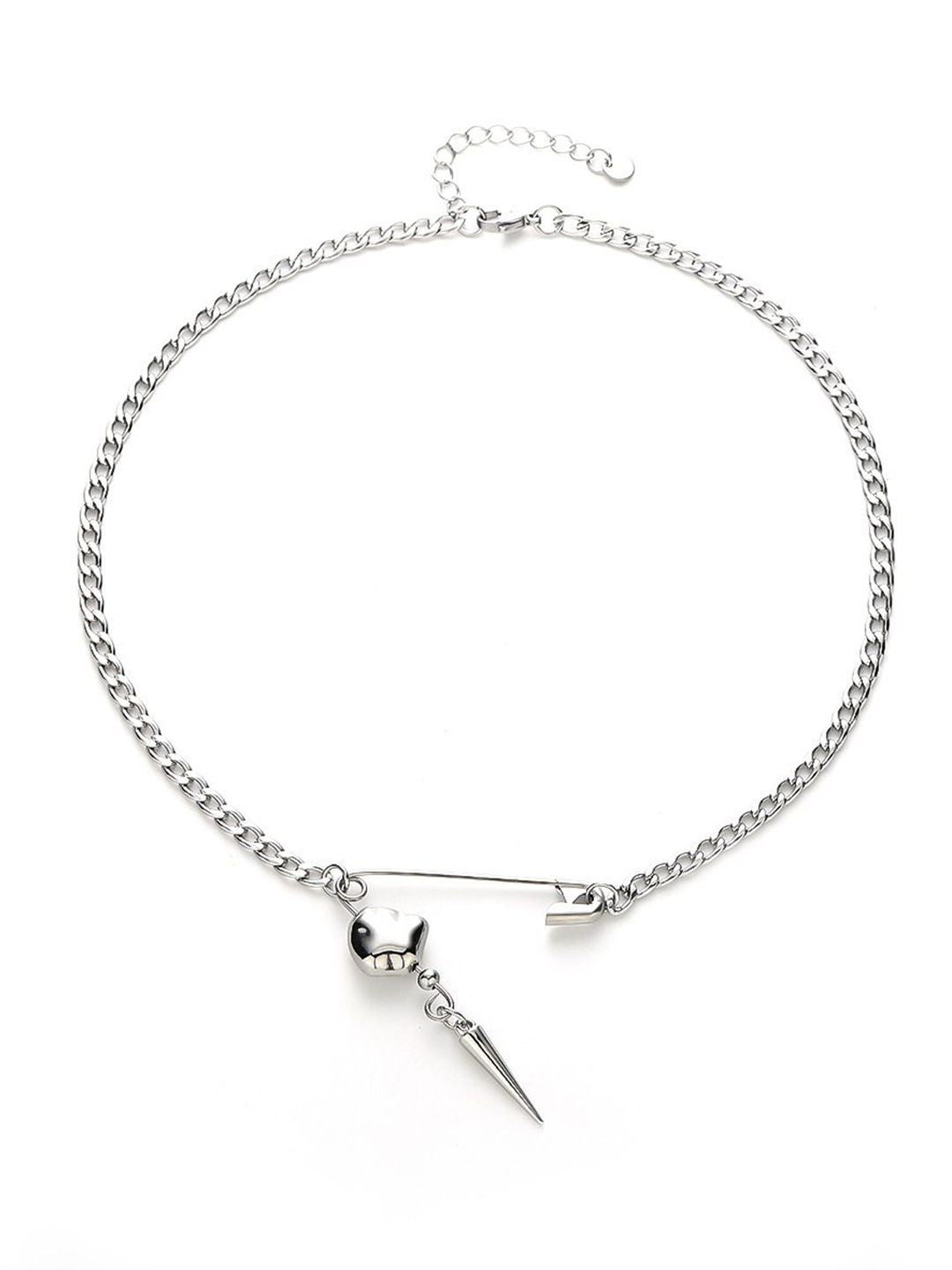 Stainless Steel Silver-Plated Contemporary Pendant With Chain
