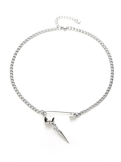 Stainless Steel Silver-Plated Contemporary Pendant With Chain