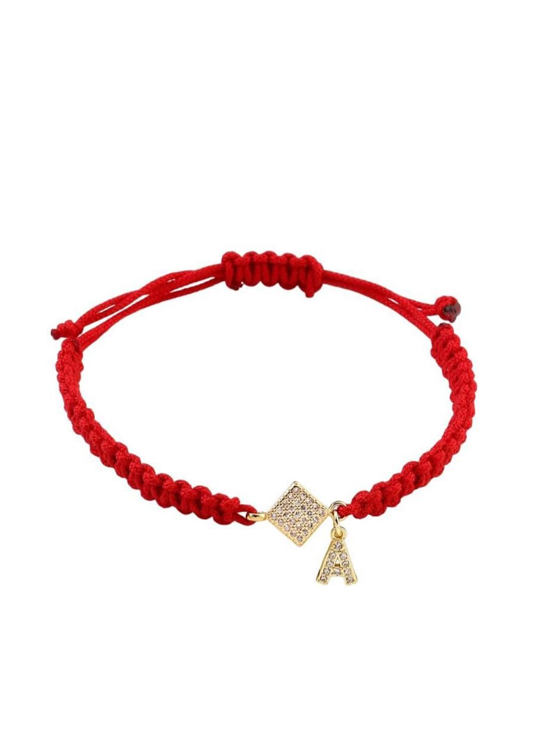 SALTY Women Stainless Steel Stone Studded Alphabet U Wraparound Thread Bracelet