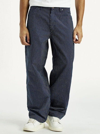 Men Striped Mid-Rise Baggy Fit Jeans