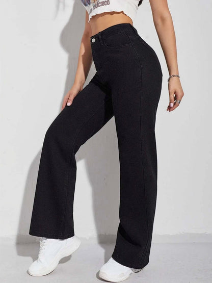 Women Classic Wide Leg High-Rise Stretchable Jeans