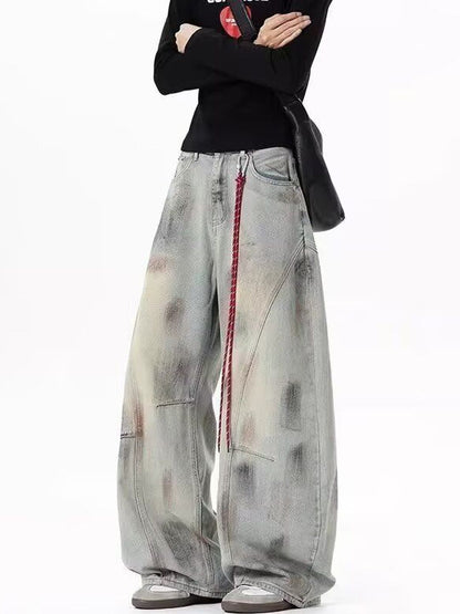 Men Wide Leg Mid-Rise Light Fade Jeans