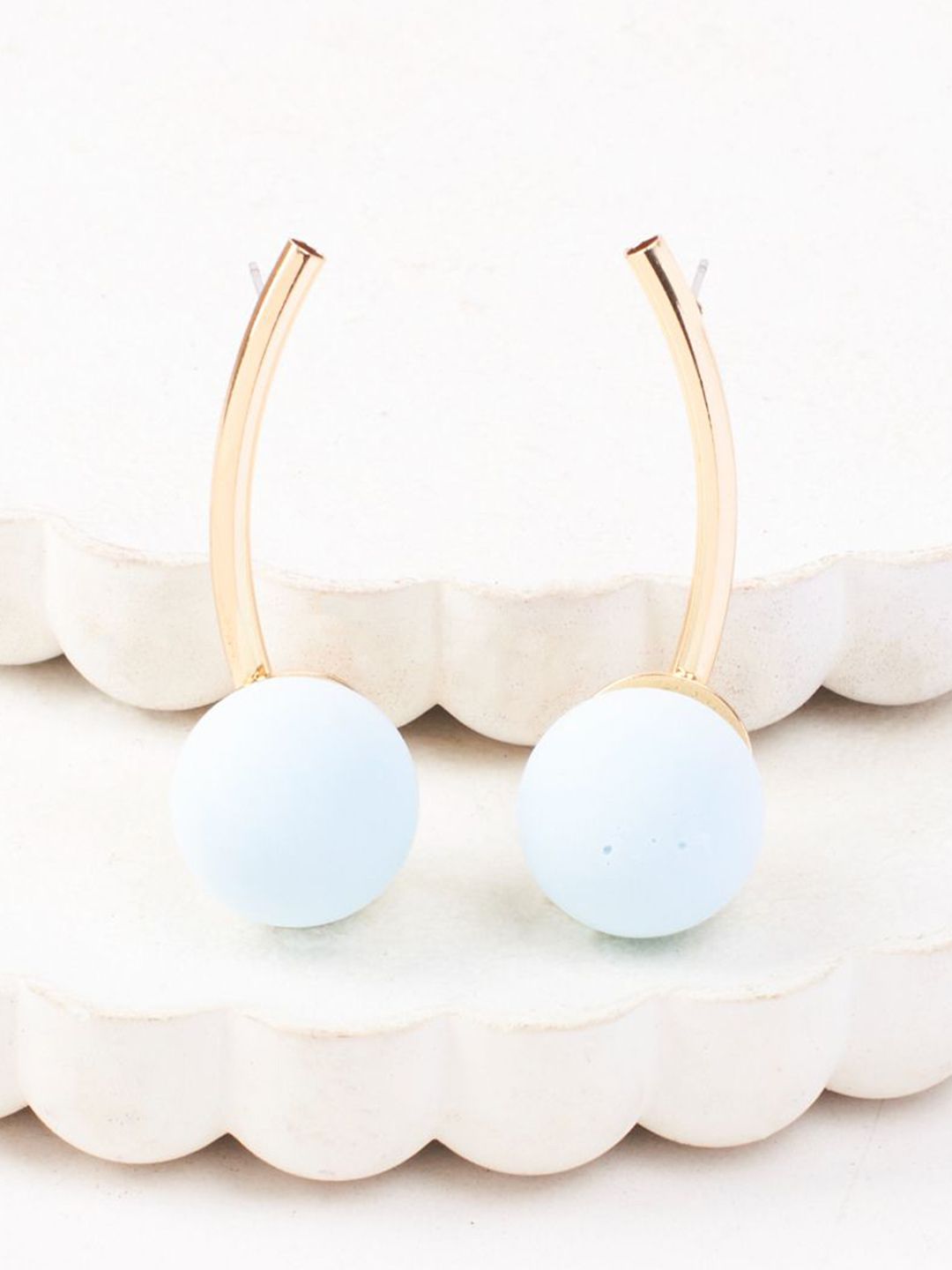 SALTY Beaded Spherical Celestial Curve Drop Earrings