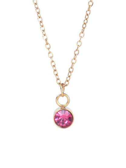 SALTY Vibrant Dark Pink Crystal Stone Studded Aura Circular Shaped Pendant with Chain