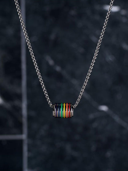 SALTY Men Rainbow Rotate -Shaped Pendants With Chains
