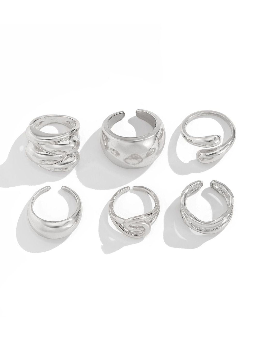 Set of 6 Silver-Plated Finger Ring