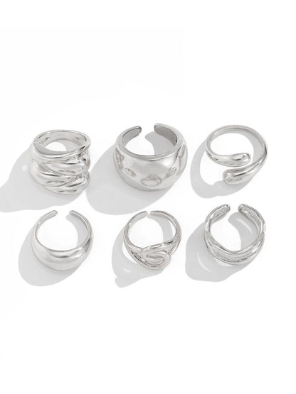 Set of 6 Silver-Plated Finger Ring