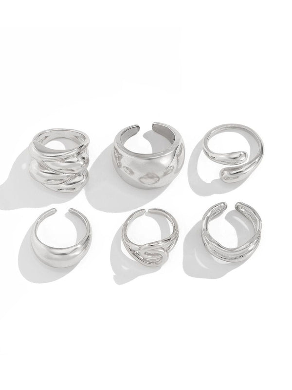 Set of 6 Silver-Plated Finger Ring