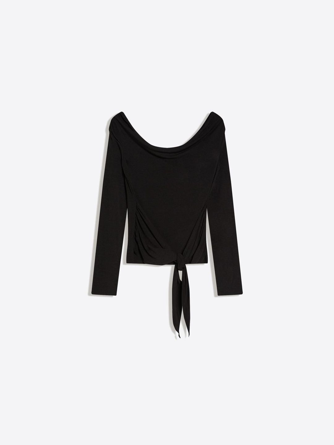 Asymmetric long sleeve T-shirt with tie