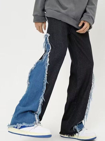 Men Relaxed Fit Mid-Rise Light Fade Colourblocked Jeans