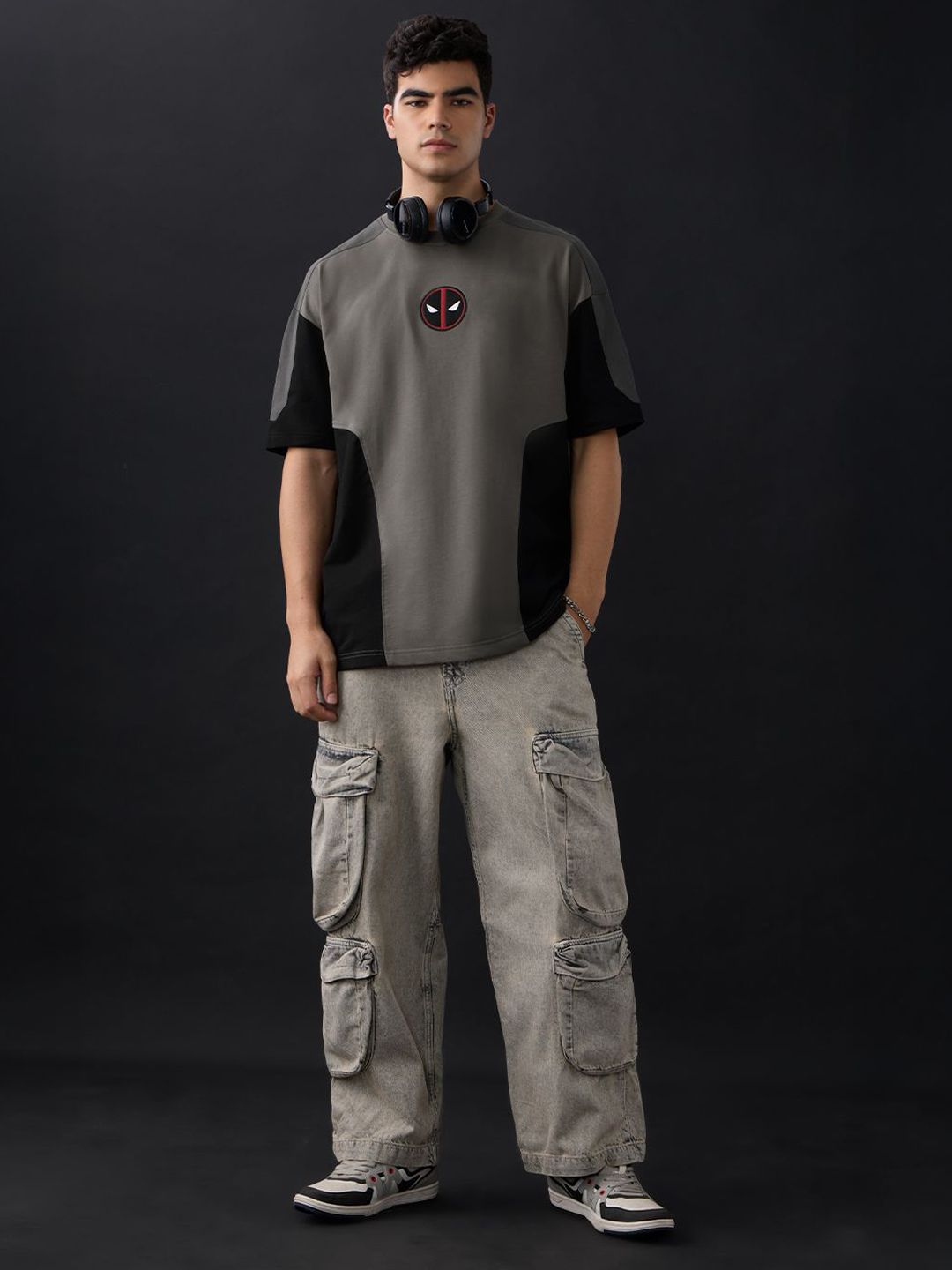 Men Oversized Deadpool Grey Tshirts