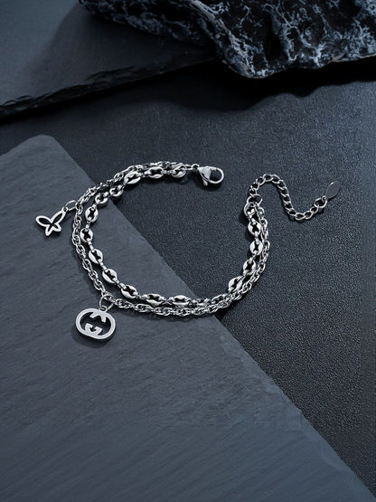 Men Handcrafted Silver-Plated Link Bracelet